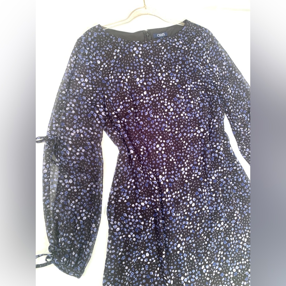 Chaps Black and Blue Floral Dress
